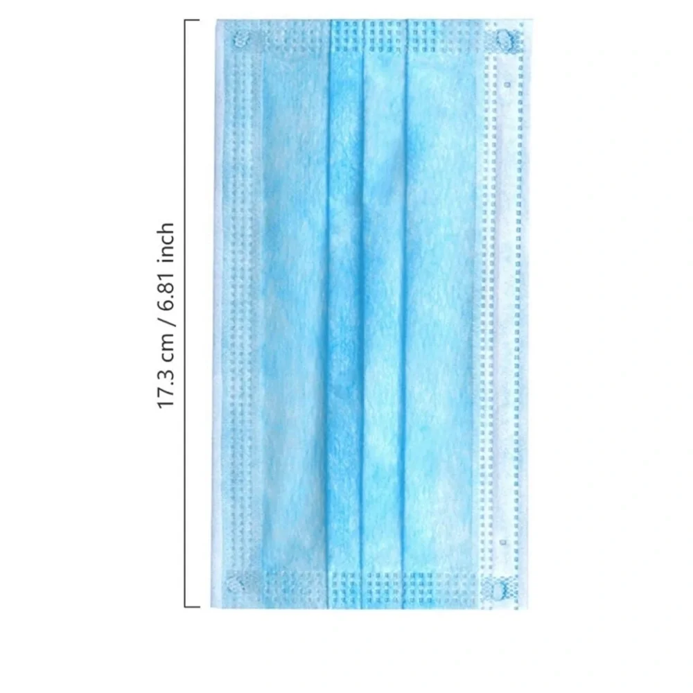 50 PC Disposable Blue Face Mask with Elastic Band